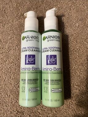 Garnier Amino-Berry Ultra Soothing Cream Cleanser Face Wash Bundle NWT